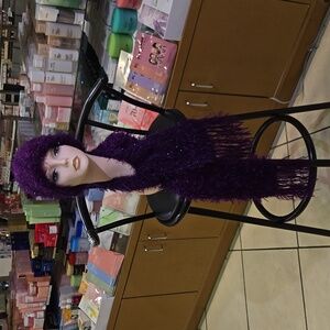 Purple Fuzzy Hat and Scarf Set